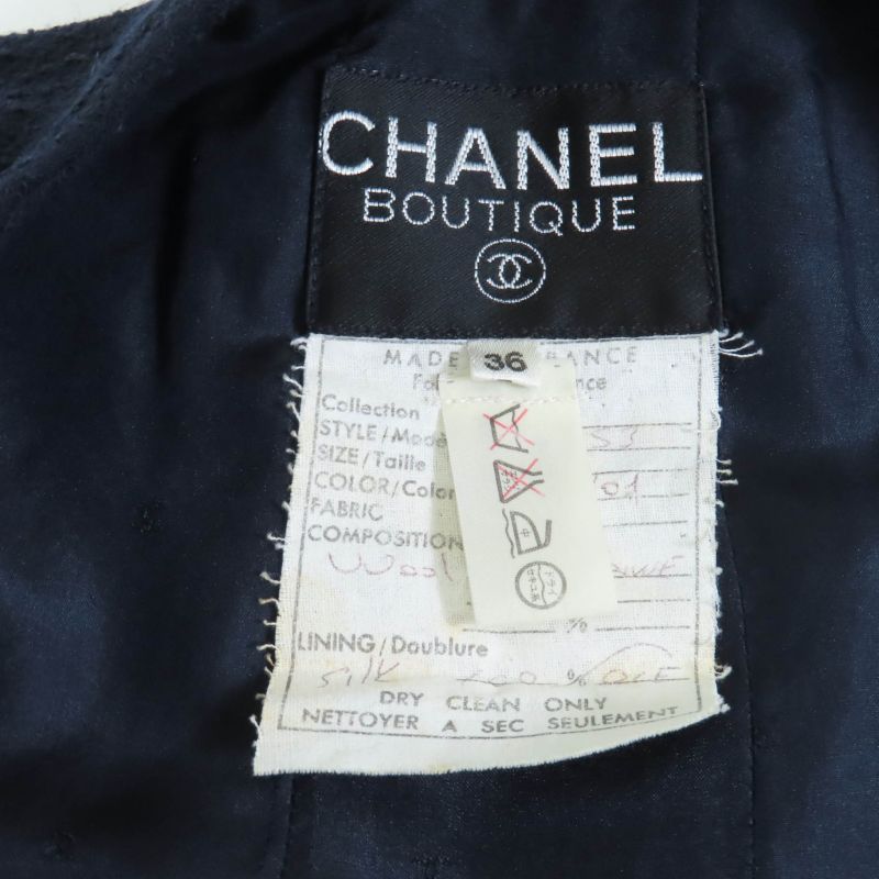 CHANEL Boutique CHANEL Boutique Vintage 100% Wool 90's Collarless Front Open