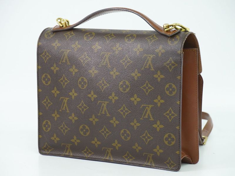 Authentic Louis Vuitton LV Monogram 2WAY Shoulder Bag Handbag Brown M51185