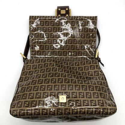Fendi Mamma Baguette Shoulder Bag Brown Nylon/leather Zucchino Total