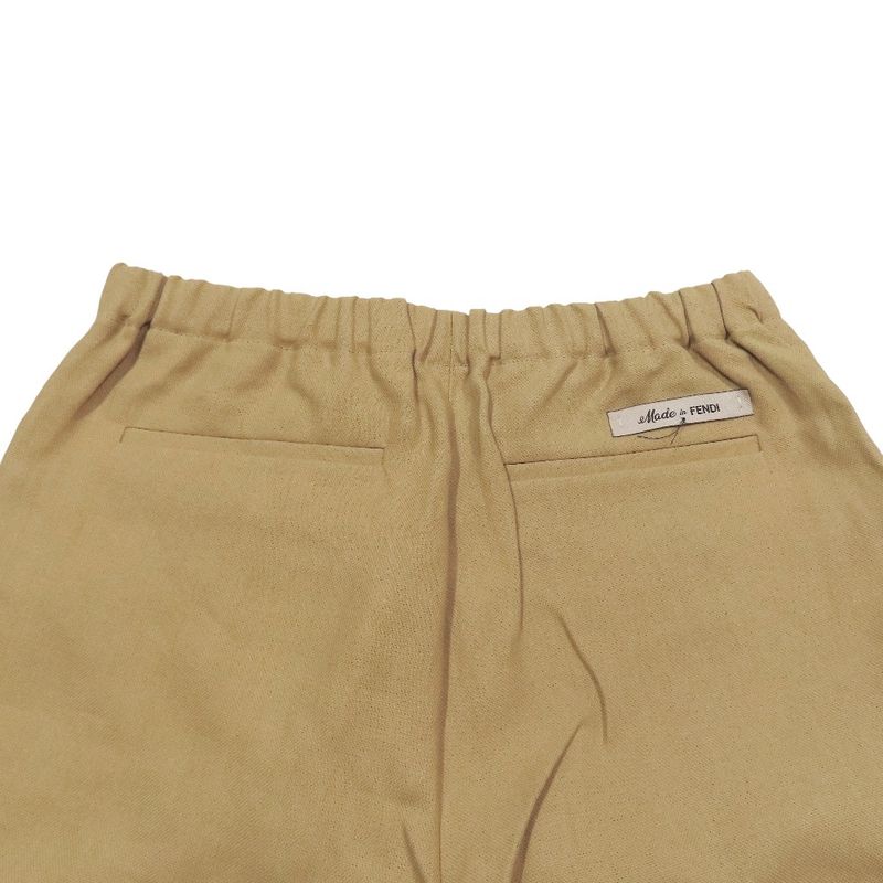 Unused 2023 Fendi Textile Paper Tuck Slacks Wide Straight Pants Bottoms 46