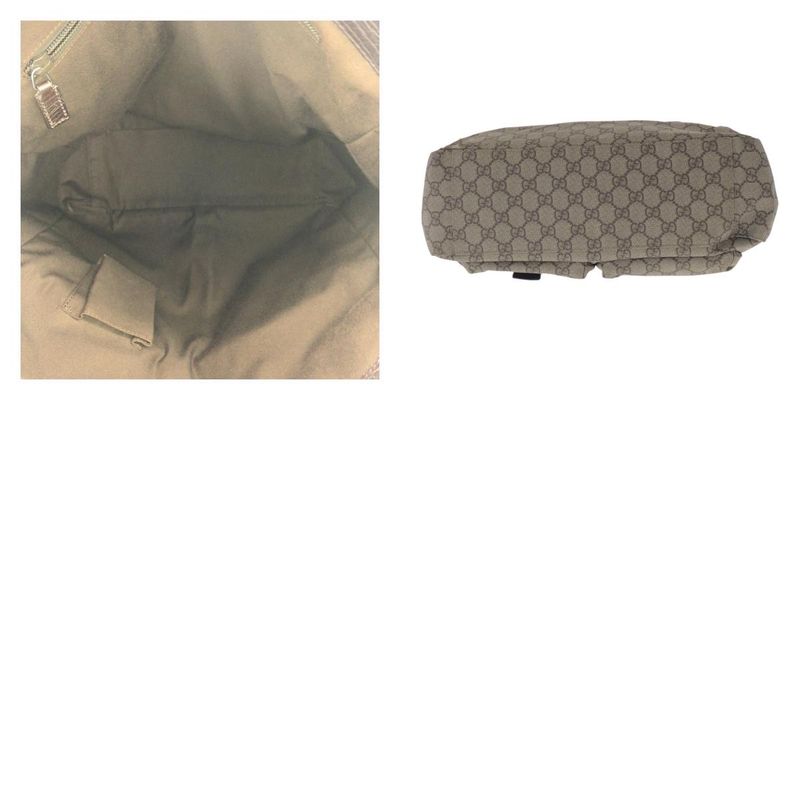 Gucci Beige Brown Silver Hardware GG Supreme Canvas/leather 141196 Tote Bag