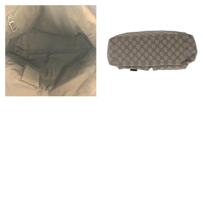 Gucci Beige Brown Silver Hardware GG Supreme Canvas/leather 141196 Tote Bag