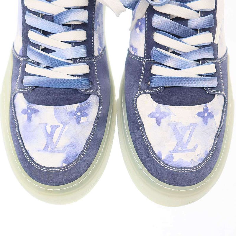 Louis Vuitton Watercolor Monogram Low Cut Sneakers White Blue 7 1 2
