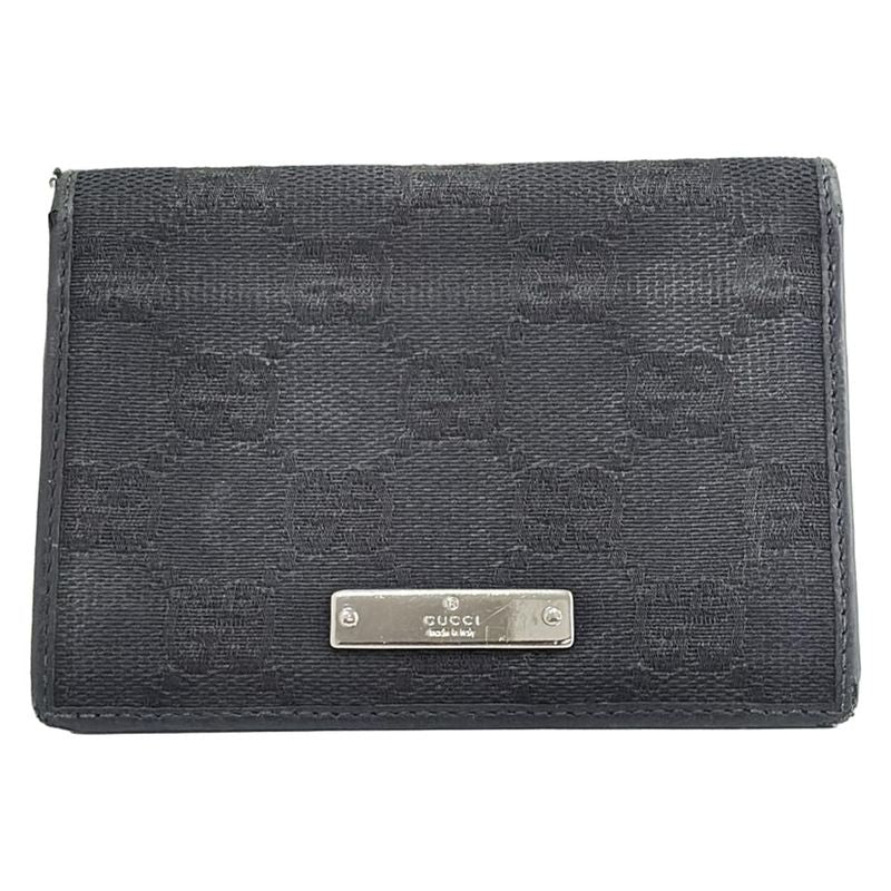 Gucci Passcase GG Pattern Metal Bar Black Leather