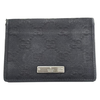 Gucci Passcase GG Pattern Metal Bar Black Leather
