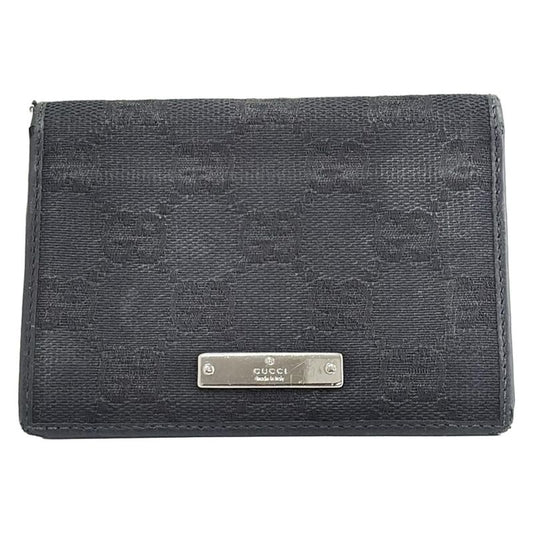 Gucci Passcase GG Pattern Metal Bar Black Leather