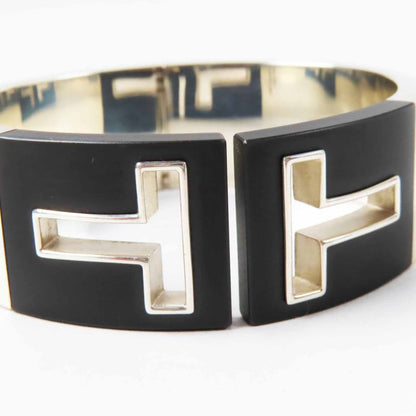 Tiffany & Co T-cut Out Bangle / Bracelet Ag925 Silver Black Ladies