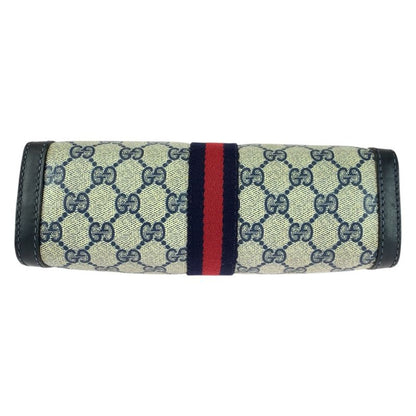 Gucci Vintage Old Gucci Sherry Line Navy Red Gray GG Supreme Canvas/leather