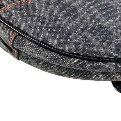 Dior/christian Dior Shoulder Bag Saddle Bag Navy Black And Orange Leather