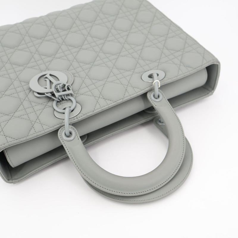 Christian DIOR Lady Dior Cannage Large Leather 2WAY Handbag