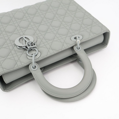 Christian DIOR Lady Dior Cannage Large Leather 2WAY Handbag