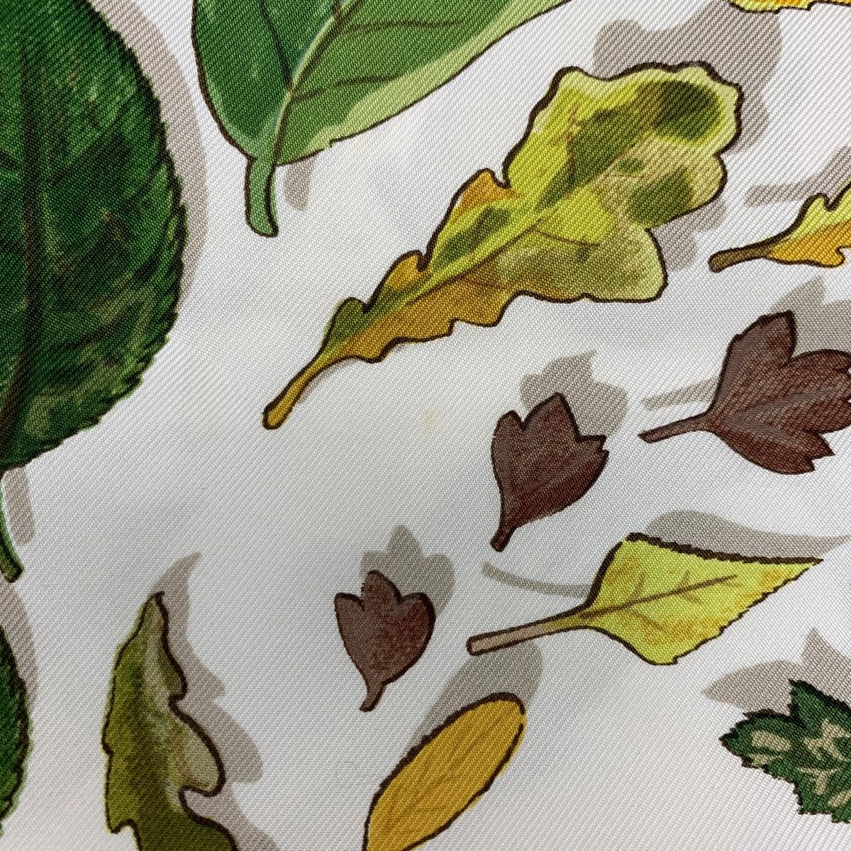 Hermes Fallen Leaves White X Navy Silk Scarf