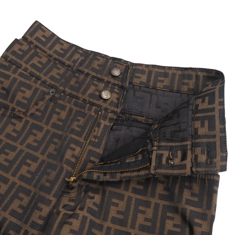 Fendi Vintage Pants Size 41(i) 27inch Double F Zucca Pattern Tapered Pants