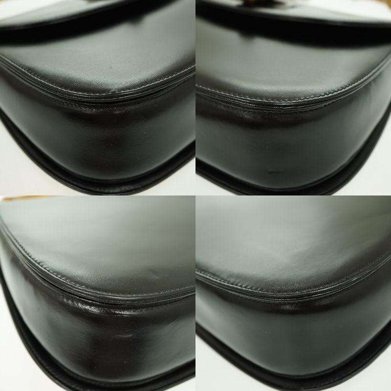 Gucci Bamboo Shoulder Hand Bag Leather Black With Black Shoulder Strap 1294gucci