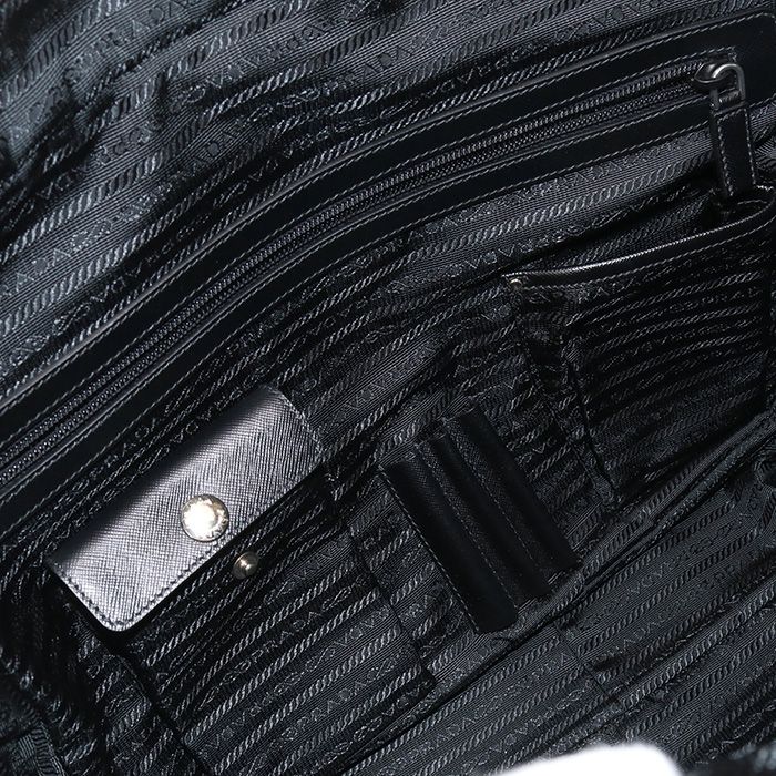 Prada Business Bag Va0702 Briefcase Nylon Saffiano Leather Men's