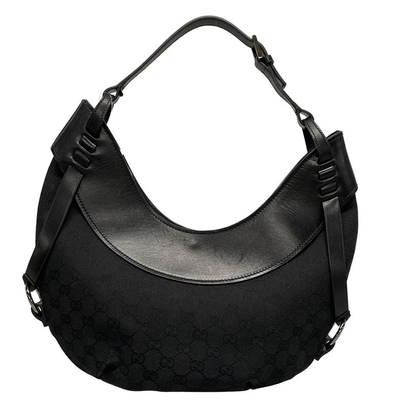 Gucci Shoulder Bag GG Pattern 106250 Black Leather