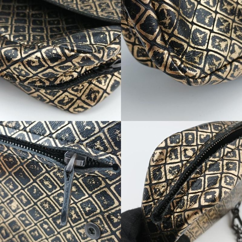Bottega Veneta Intrecciomirage Butterfly Charm Black And Gold Leather B00957186b