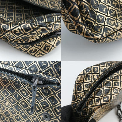 Bottega Veneta Intrecciomirage Butterfly Charm Black And Gold Leather B00957186b