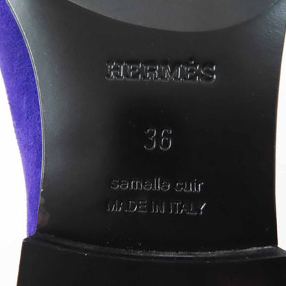 Hermes 232012z Honest Moccasin Suede Leather Loafer Purple 36 Storage With Bag