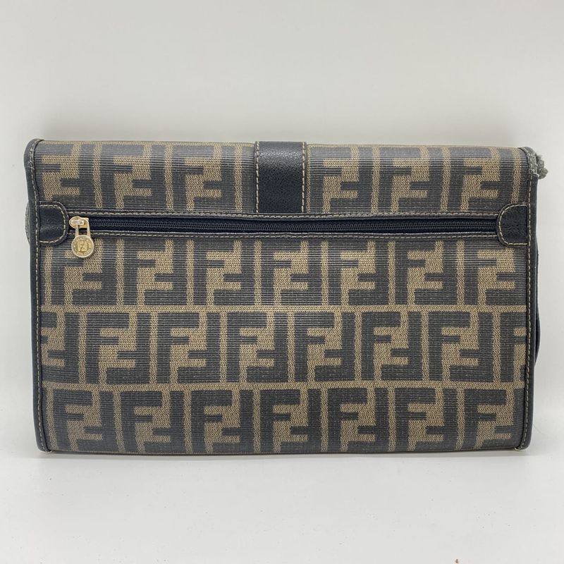 Fendi Shoulder Bag Sakosh Pouch Zucca PVC Brown Black Ladies Men Fashion