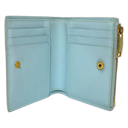 Bottega Veneta Bifold Wallet In Maxi Intrecciato Light Blue Leather