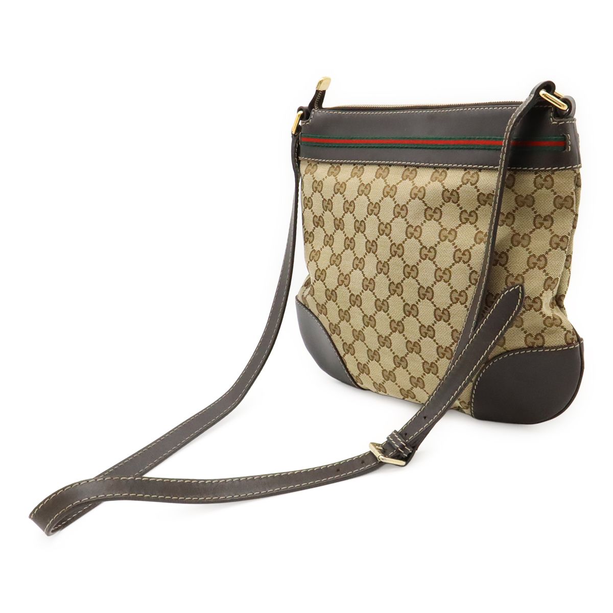 Gucci GG Canvas Mayfair Ribbon Shoulder Bag Crossbody Khaki Beige Dark Brown