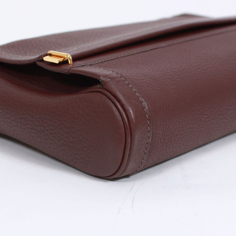 Hermes Equi Havana Taurillon Leather Brown Clutch Bag Gold