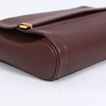 Hermes Equi Havana Taurillon Leather Brown Clutch Bag Gold