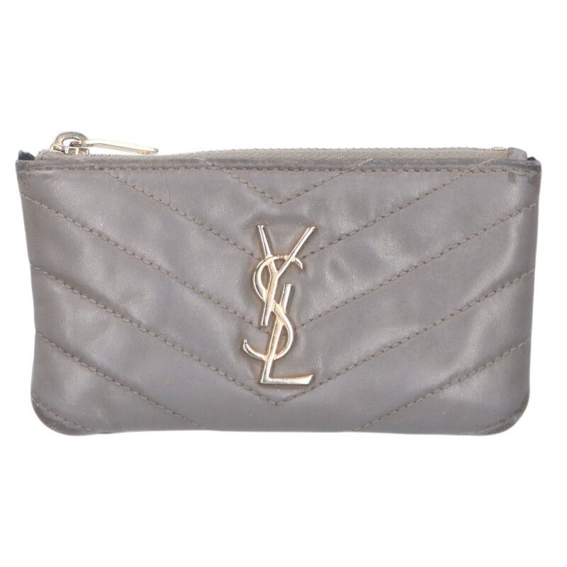Saint Laurent Paris 438386 Leather Coin Case With YSL Logo Key Ring Ladies