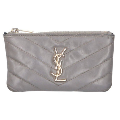 Saint Laurent Paris 438386 Leather Coin Case With YSL Logo Key Ring Ladies