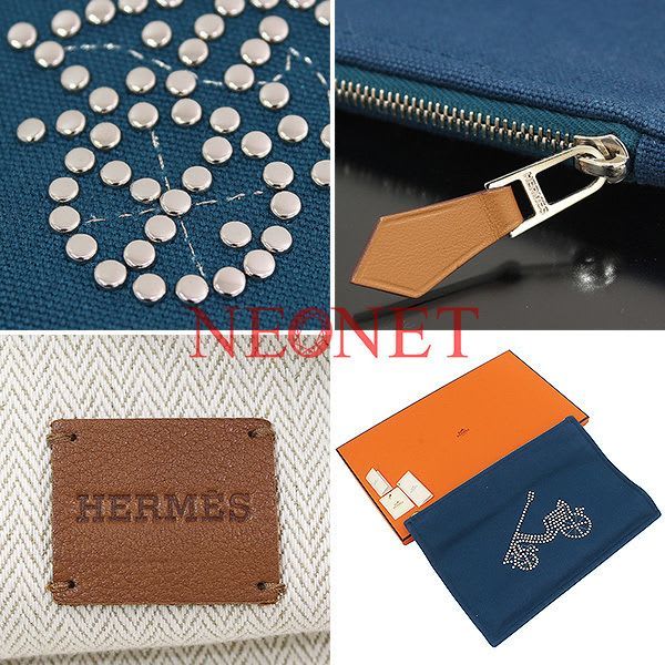 Hermes Voiture Petit Duc Cotton Design Pouch Accessories Pochette