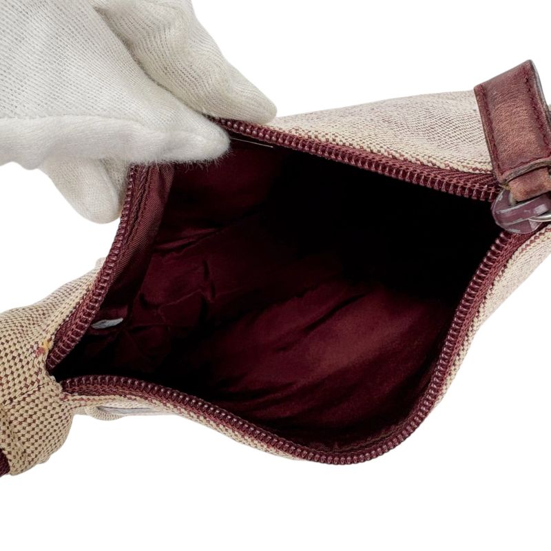 Prada Accessory Pouch Mini Handbag Ivory Wine Red Canvas