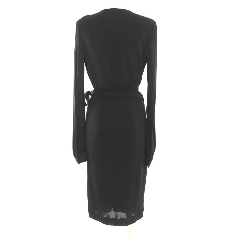 Gucci 310720 Ribbon Design Silk Wrap Dress Black M Hanger Genuine