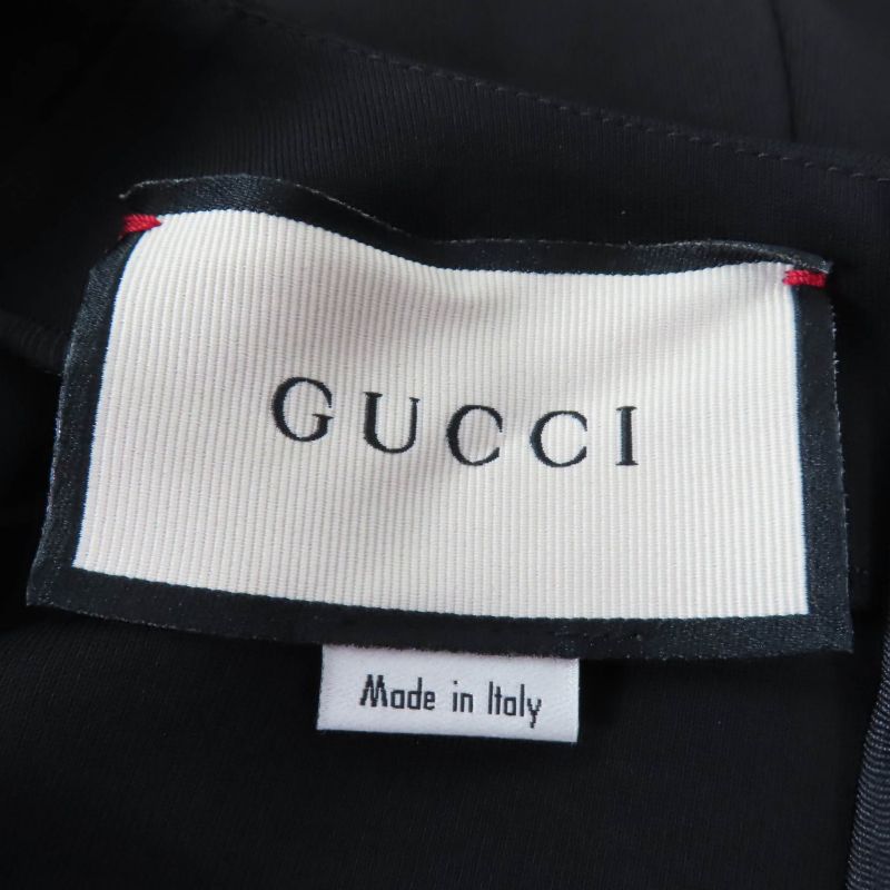 Gucci 501488 Jersey V-neck Dress With Interlocking G Pearls Black XS Made In