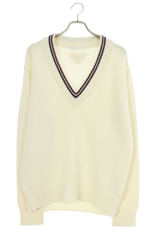 Prada Umb701 V-neck Low Gauge Cashmere Knit Men's 46