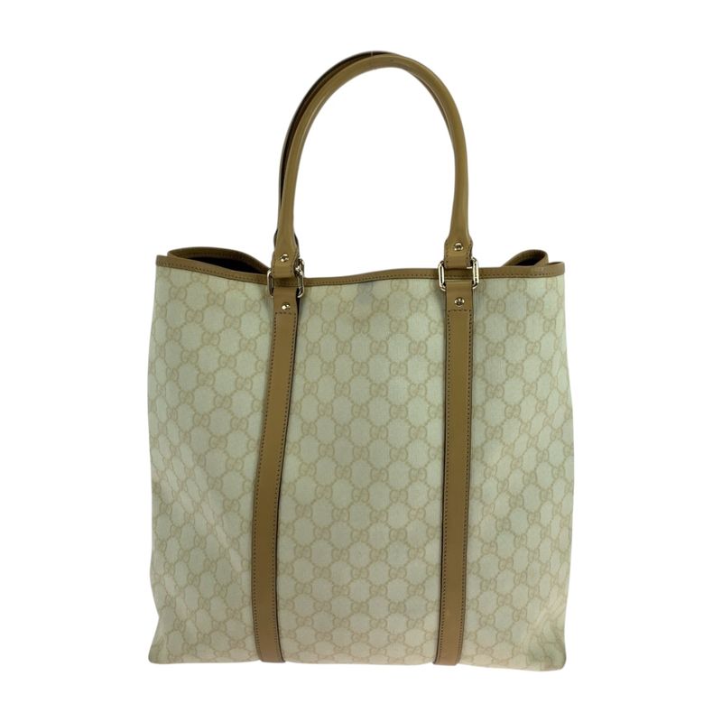 Gucci Beige Brown Gold Hardware GG Supreme Canvas 223668 Business Bag Tote