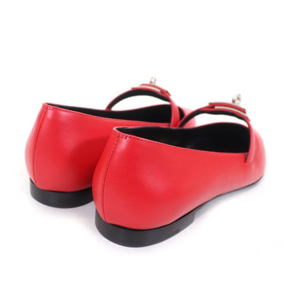 Hermes 25SS 251001z Ballet Shoes Kelly Rouge Vif Kelly Pointed Toe Leather Flat