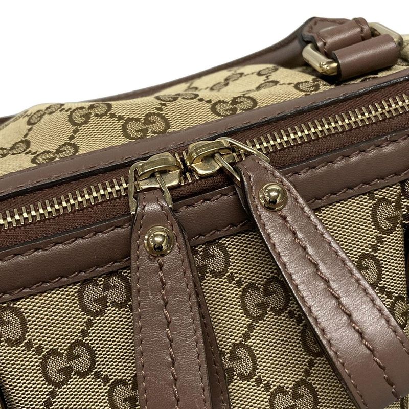 Gucci Handbag Sookie GG Pattern 247902 Beige Dark Brown And Purple Leather