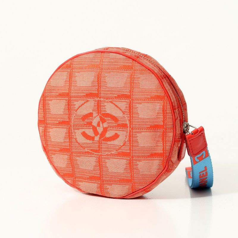 Chanel New Travel Line Accessory Pouch Round Shape CC Logo Coco Mark Made In