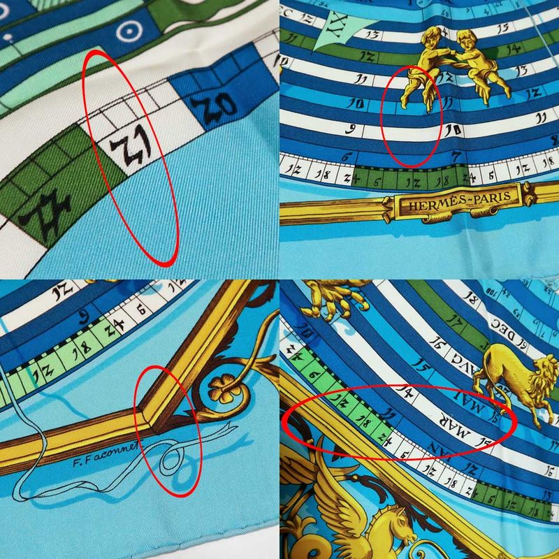 Hermes Carre 90 Scarf DIES ET HORE Astrology 100% Silk Blue - Cleaned