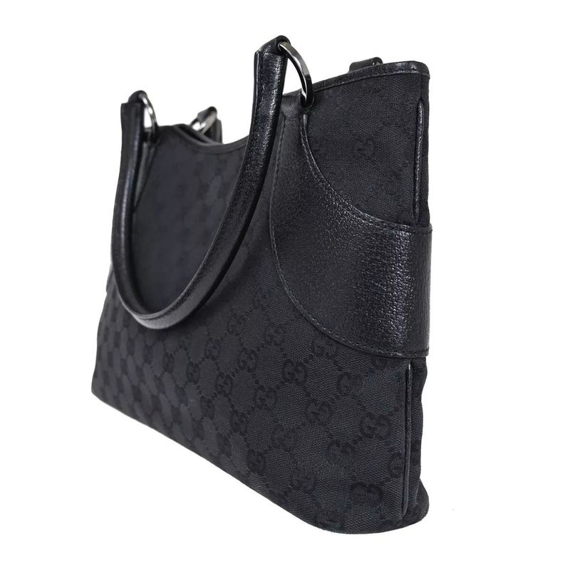 Gucci GG Pattern Tote Handbag GG Canvas Black 80bs141