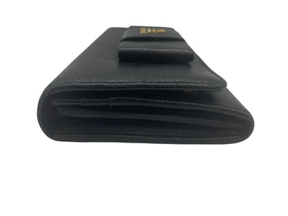 2589 Prada Bifold Long Wallet 1m1132 Saffiano Leather Ribbon Nero Black