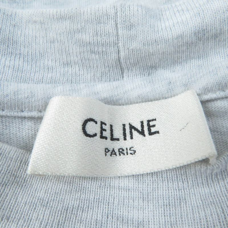 Celine 2x764501f 100% Cotton Logo Print Loose Fit Short Sleeve T-shirt Grey XS