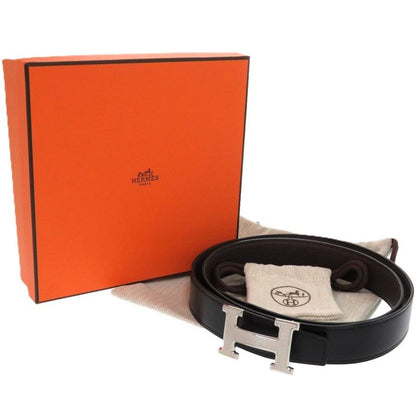 Hermes H Guilloche Reversible Constance H Leather Black B Marked Black Belt