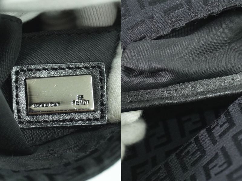 Authentic Fendi Zucchino Shoulder Bag Pochette Canvas Black 8bt075 Zucchino Bag