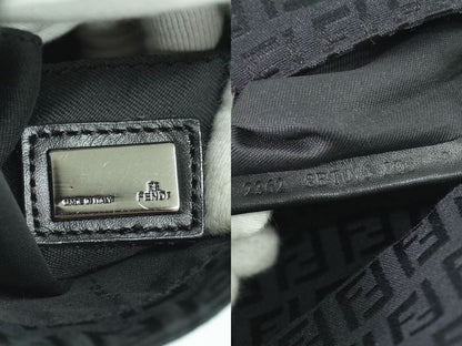 Authentic Fendi Zucchino Shoulder Bag Pochette Canvas Black 8bt075 Zucchino Bag