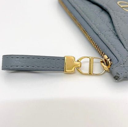 Christian Dior Coin Case Blue Lady Dior Excellent Condition Leather