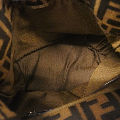 Fendi Handbag Zucca Nylon Canvas Brown Silver Hardware Women