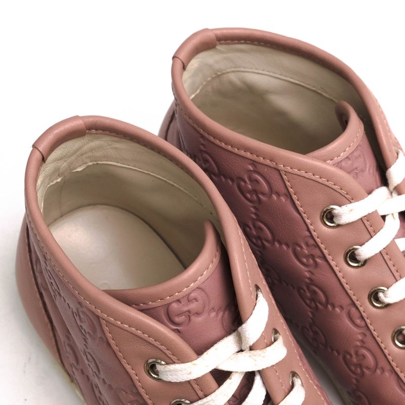 Gucci Shoes Sneakers Shoes High Cut Ladies Women Leather Genuine Pink 391499