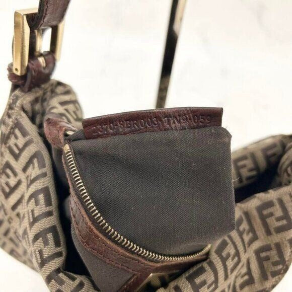 FENDI Mamma Zucca Zucchino Bucket Baguette Tan Gold Flap Bag Purse